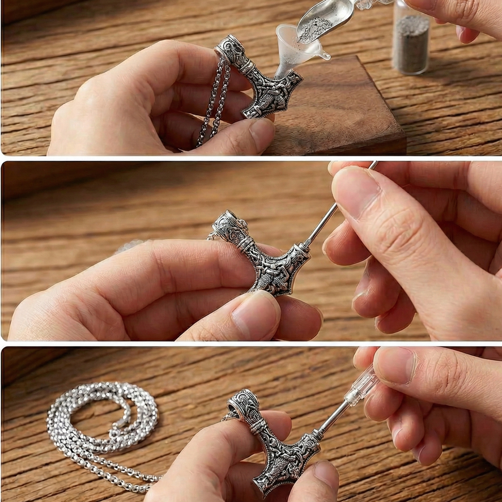 The Protector: Mjolnir Thor's Hammer Urn Necklace (Stainless Steel)