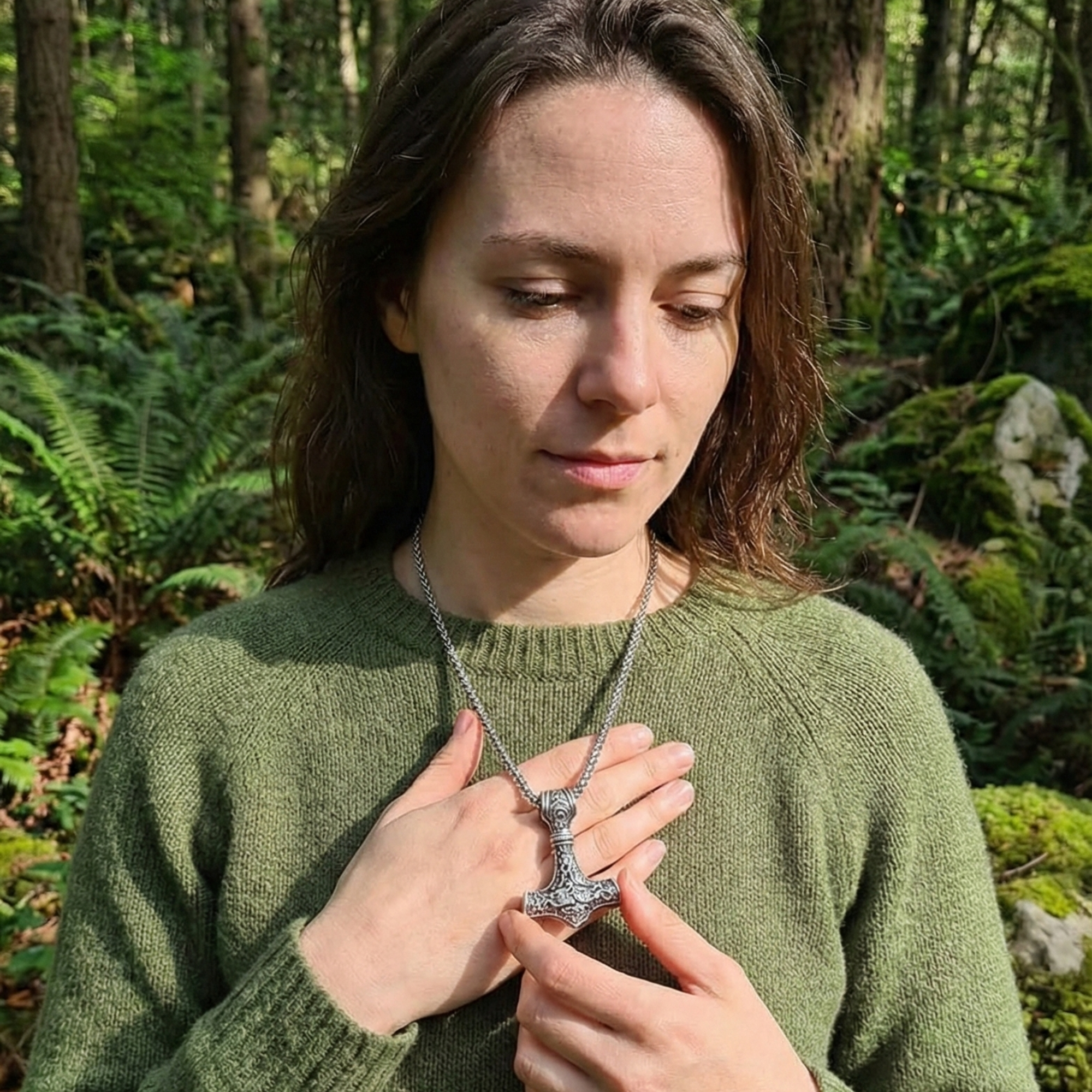 The Protector: Mjolnir Thor's Hammer Urn Necklace (Stainless Steel)