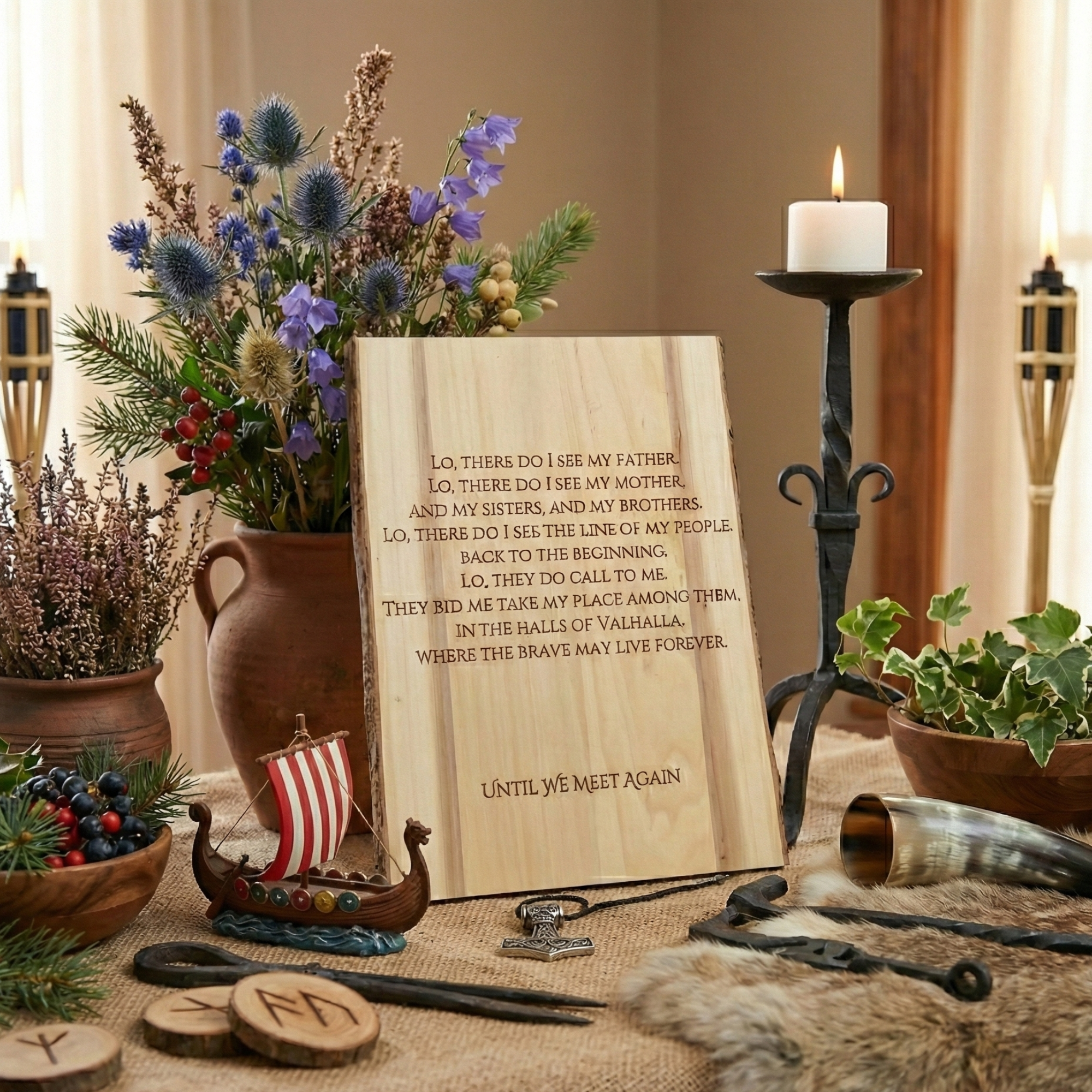 The Valhalla Plaque:  Live Edge Viking Memorial