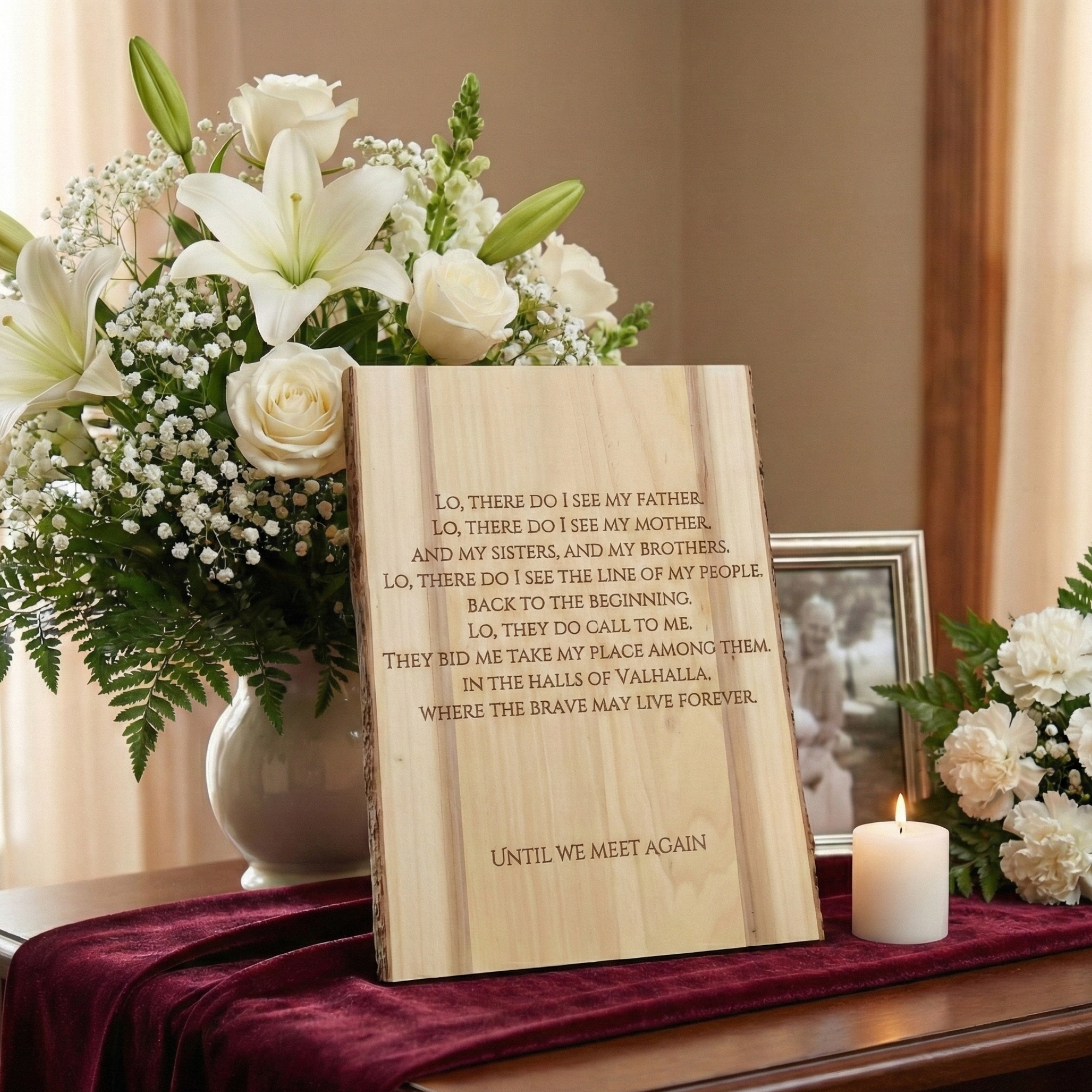 The Valhalla Plaque:  Live Edge Viking Memorial