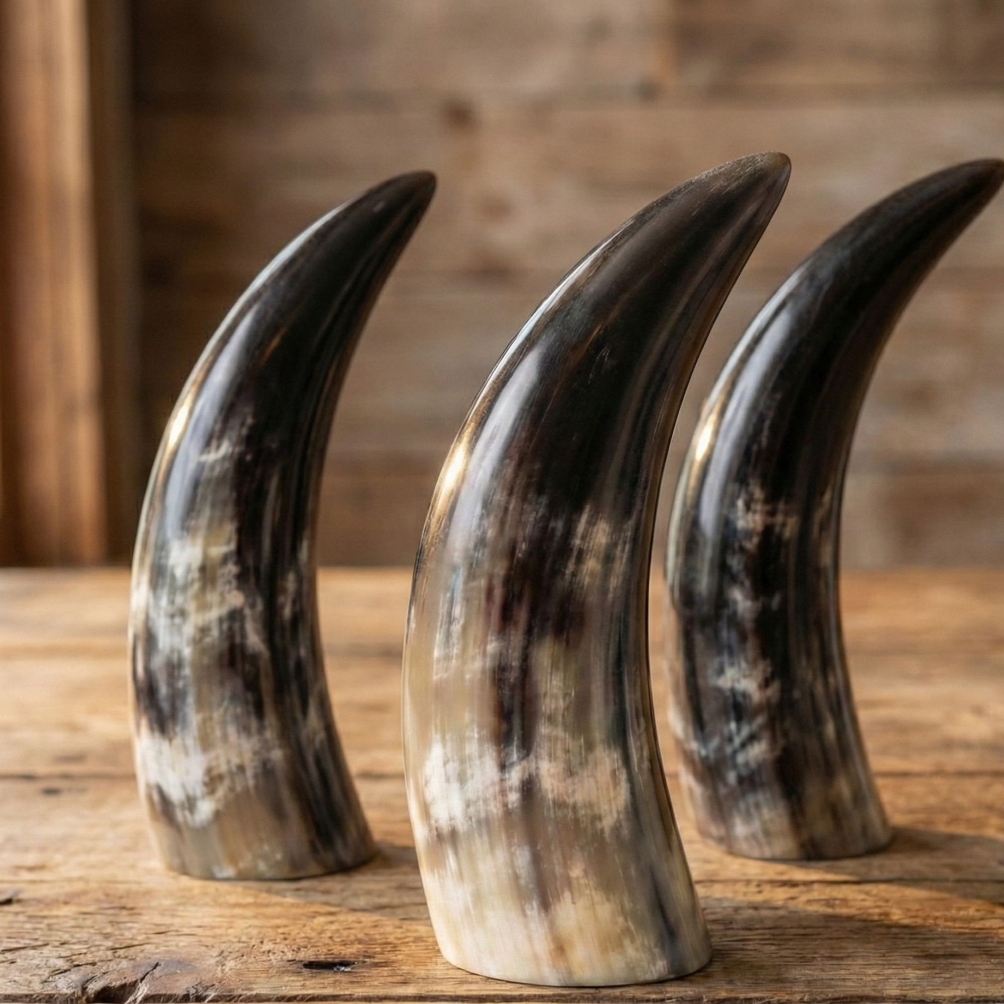 The Kinship Toast: Set of 3 Authentic Viking Horns (Shared Ritual Kit)