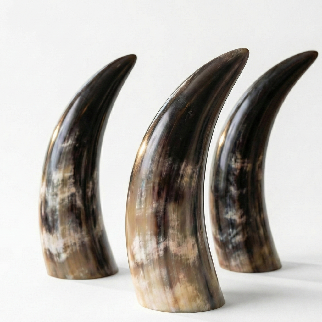 The Kinship Toast: Set of 3 Authentic Viking Horns (Shared Ritual Kit)